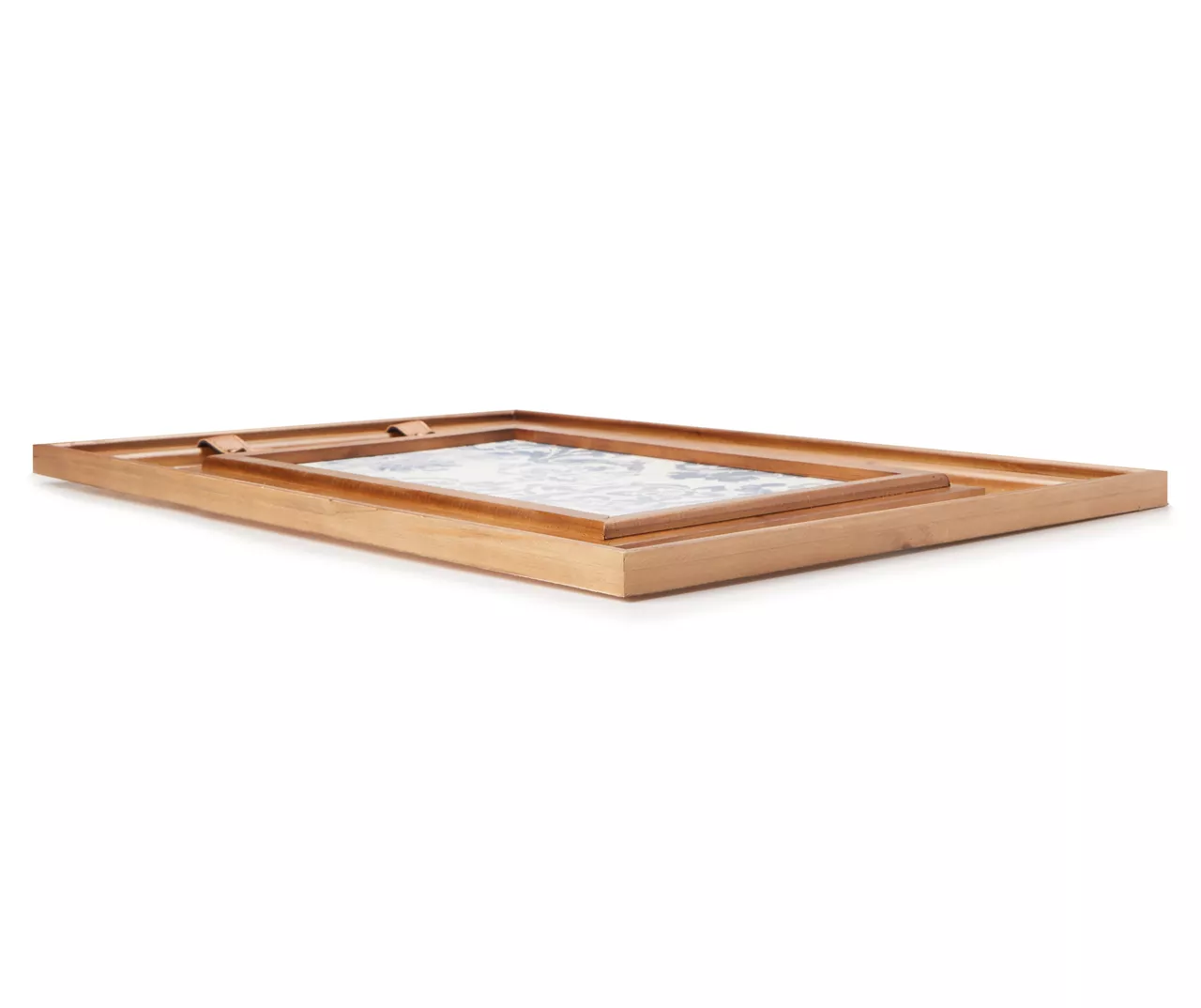 Double-Framed Light Blue Damask Hanging Wall Decor - Image 2