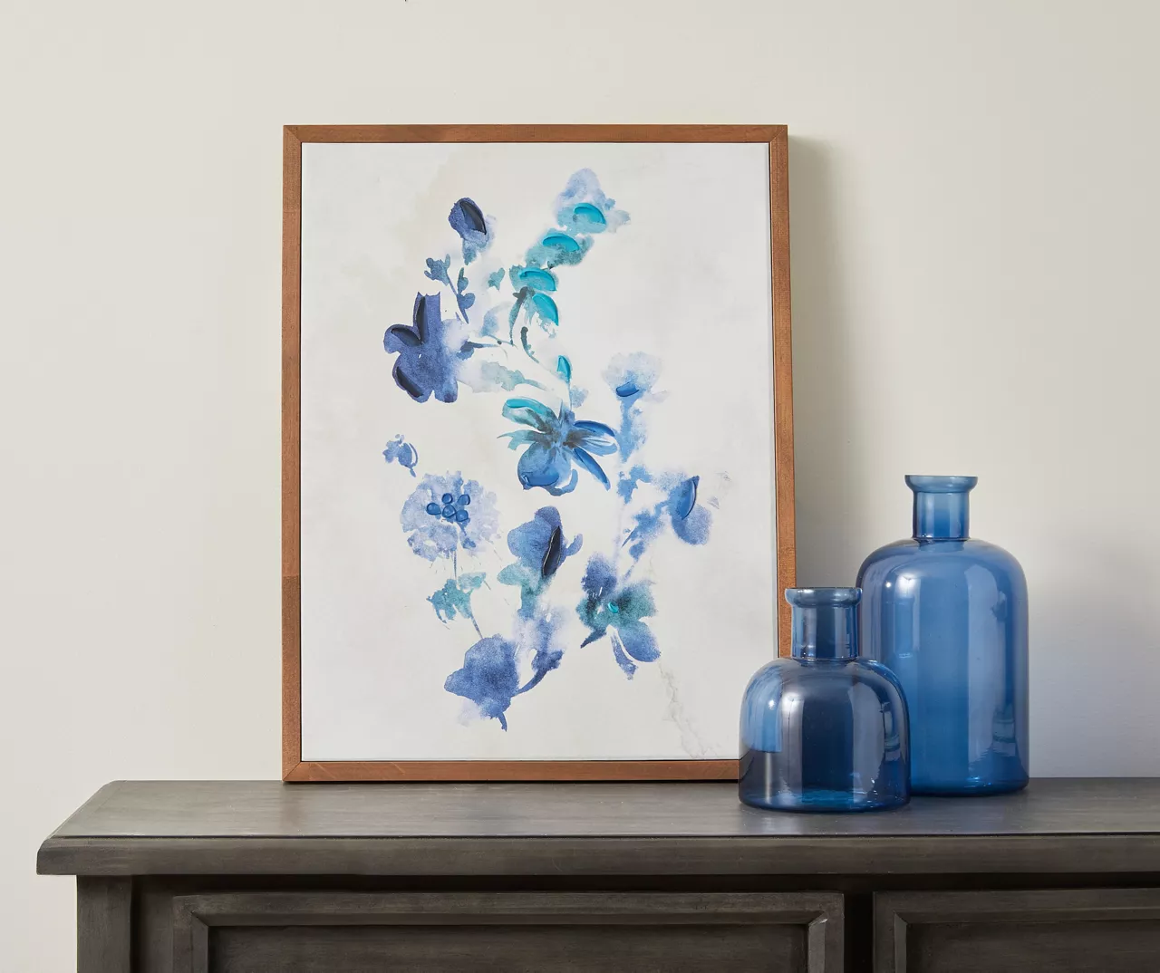 Blue Flowers Framed Canvas - Image 3
