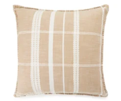 Tan & White Plaid Throw Pillow