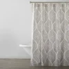 White & Brown Floral Wave Fabric Shower Curtain