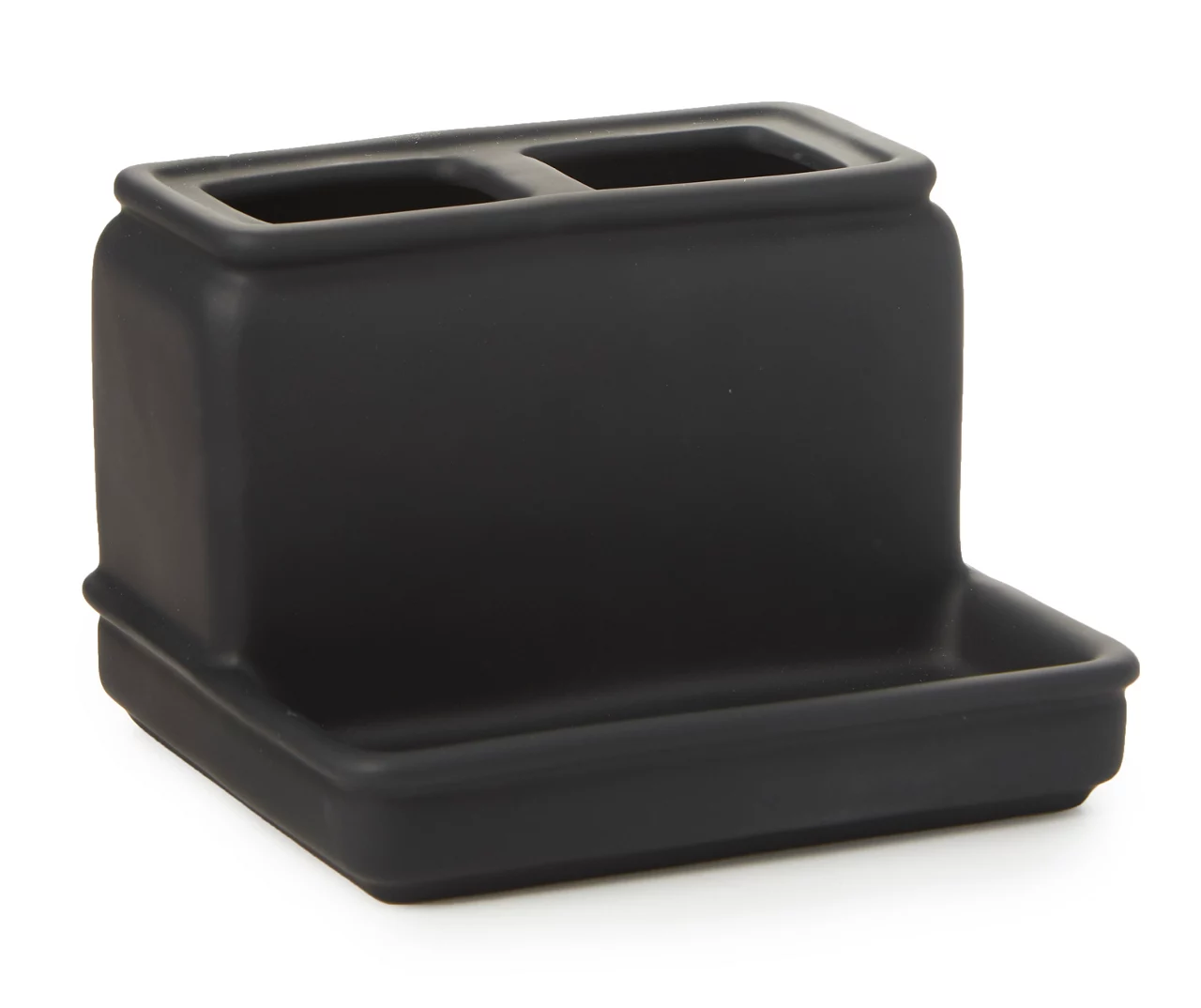 Matte Black Rubberized Toothbrush Holder