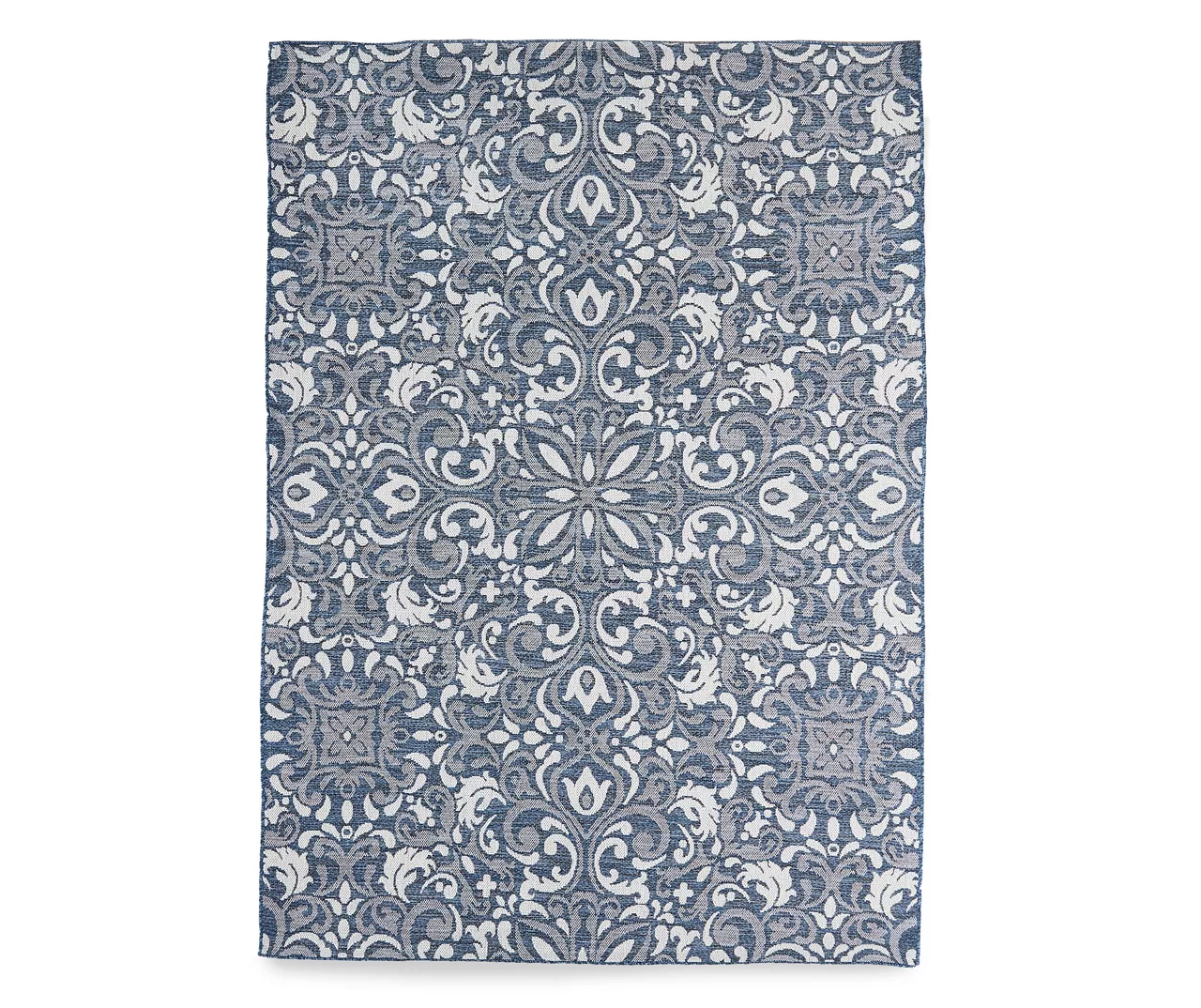 Broyhill Sandpointe Cobalt & Ecru Damask Outdoor Area Rug - Image 9