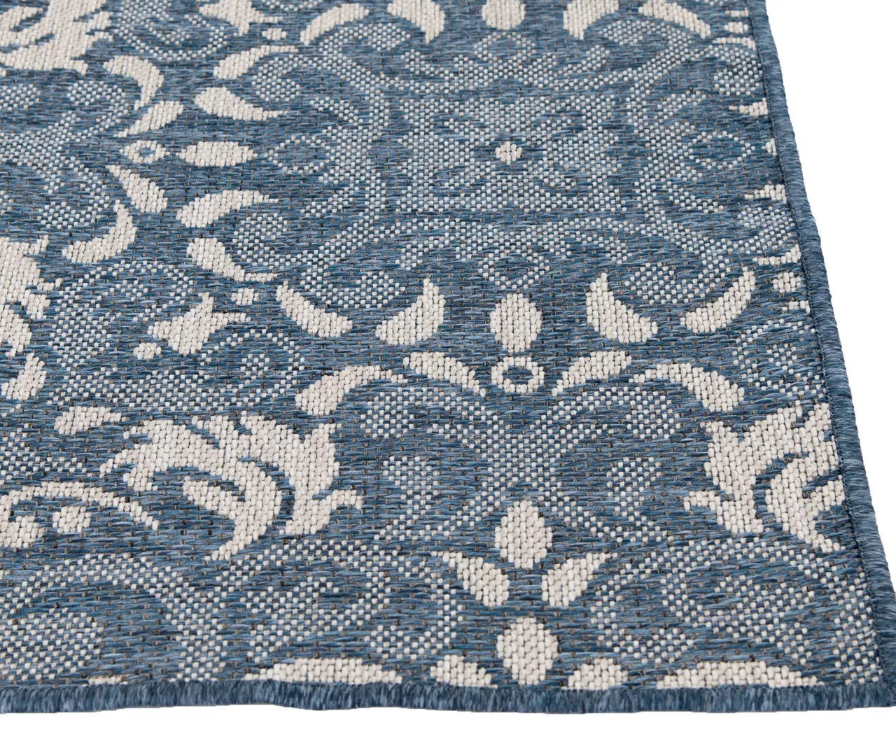 Broyhill Sandpointe Cobalt & Ecru Damask Outdoor Area Rug - Image 2