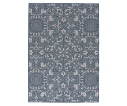 Broyhill Sandpointe Cobalt & Ecru Damask Outdoor Area Rug