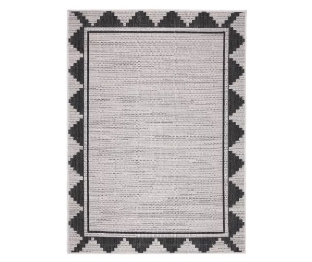 Gray & Black Geometric Border Outdoor Area Rug, (8' X 10') - Image 2