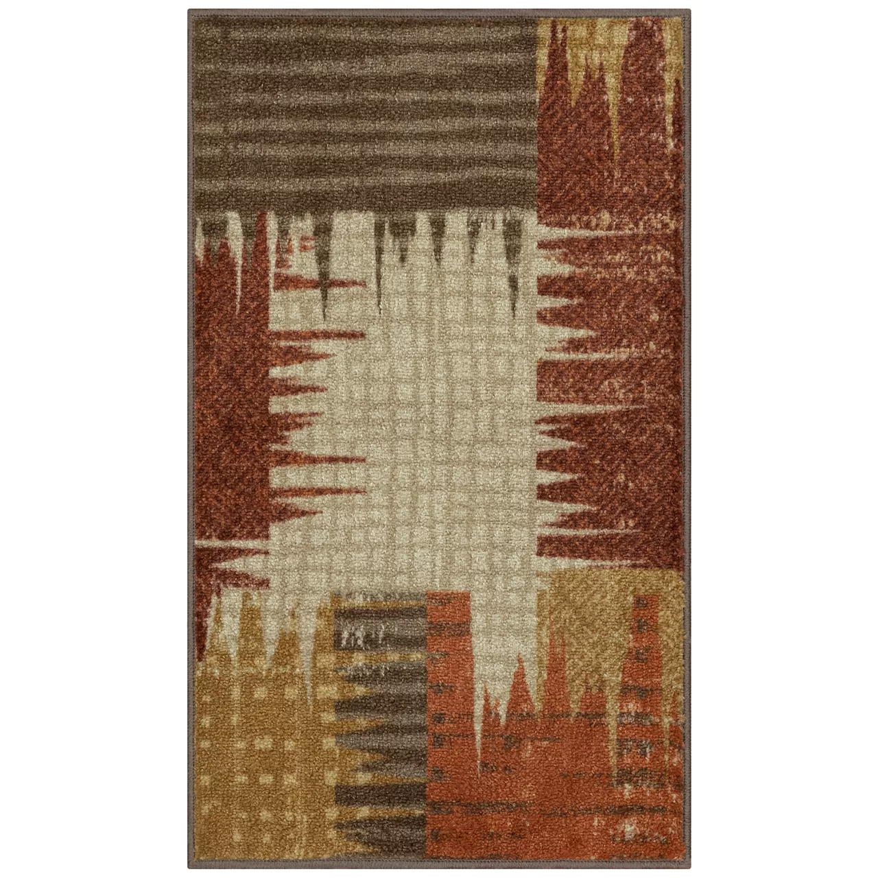 Broyhill Brown & Red Abstract Patchwork Accent Rug - Image 3