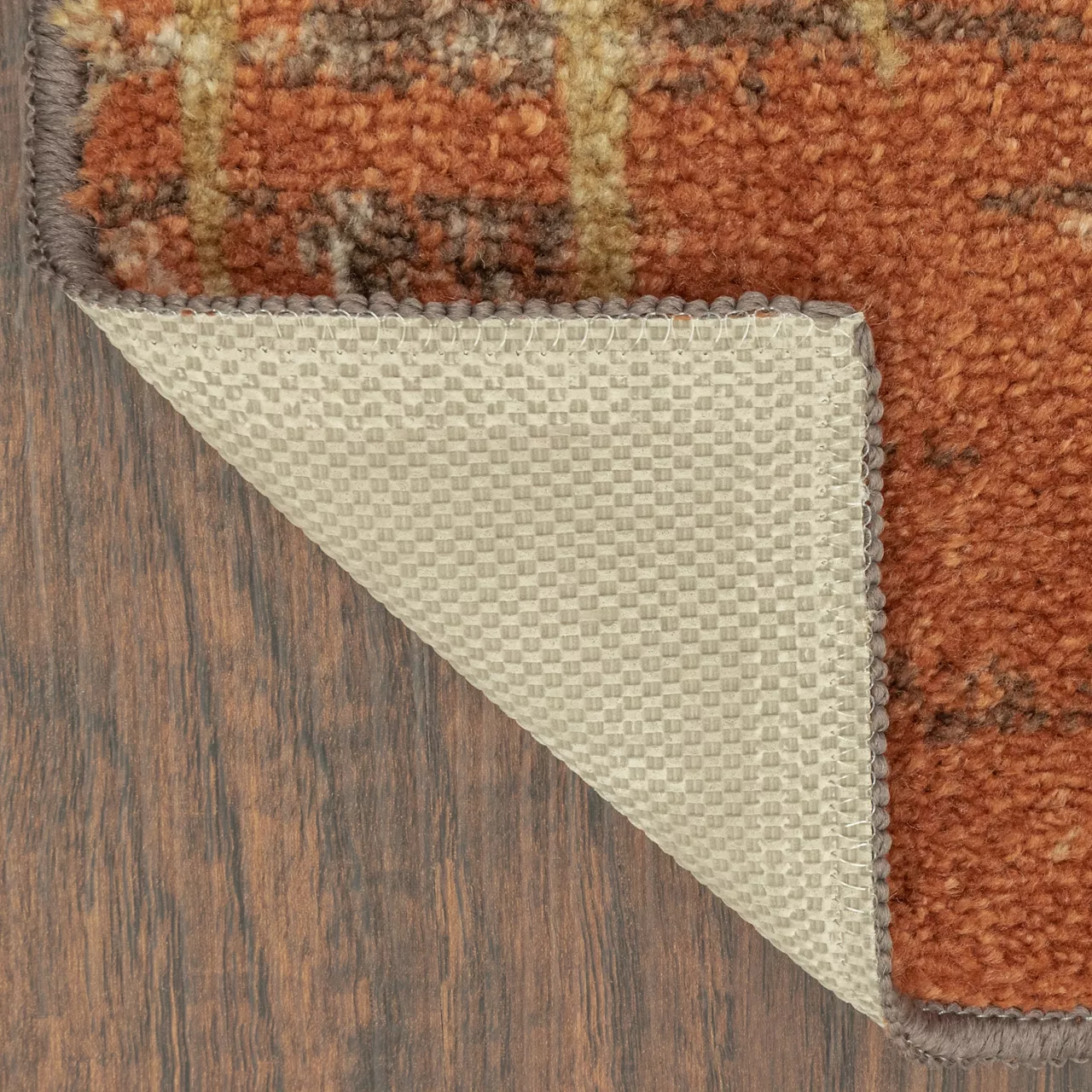 Broyhill Brown & Red Abstract Patchwork Accent Rug - Image 6