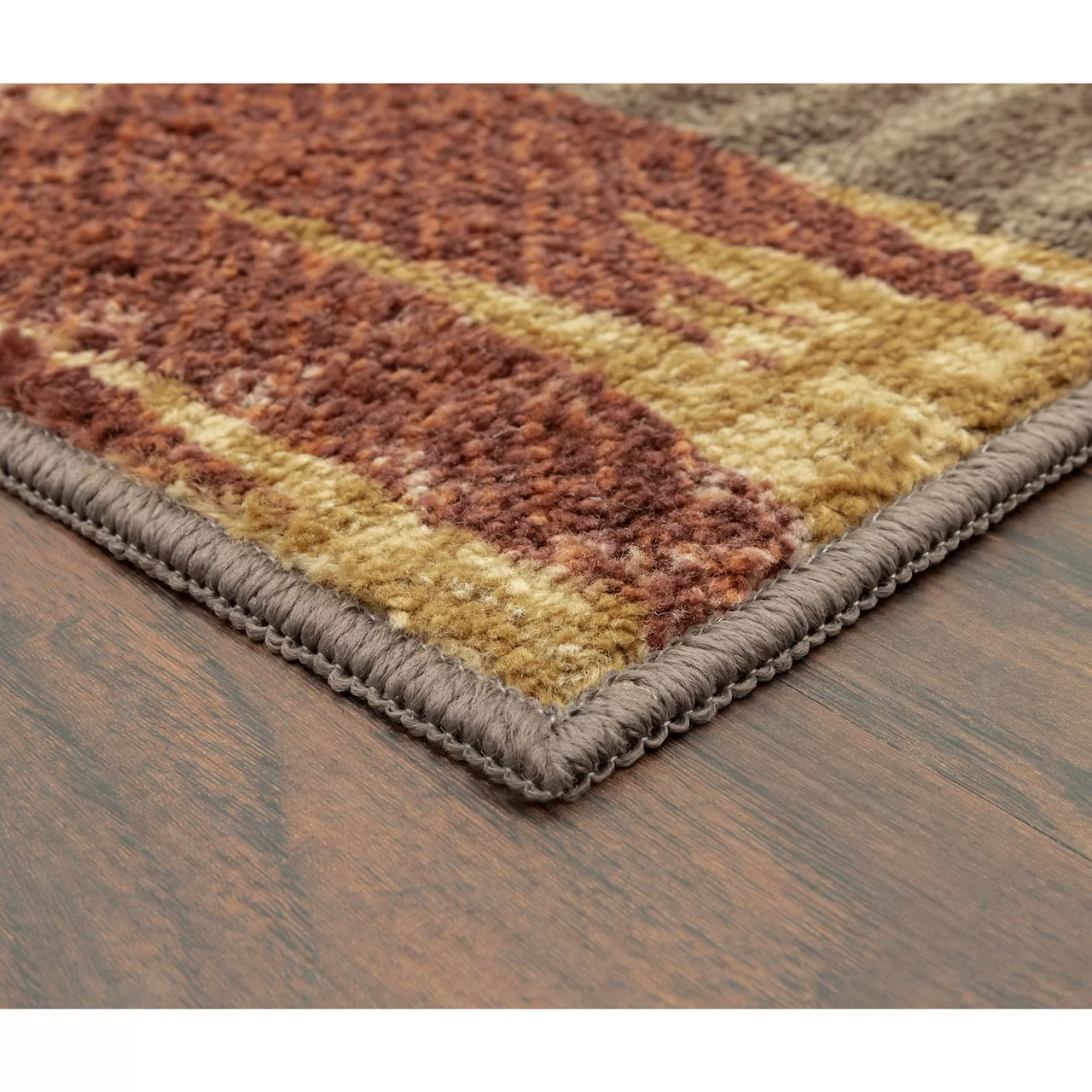 Broyhill Brown & Red Abstract Patchwork Accent Rug - Image 8