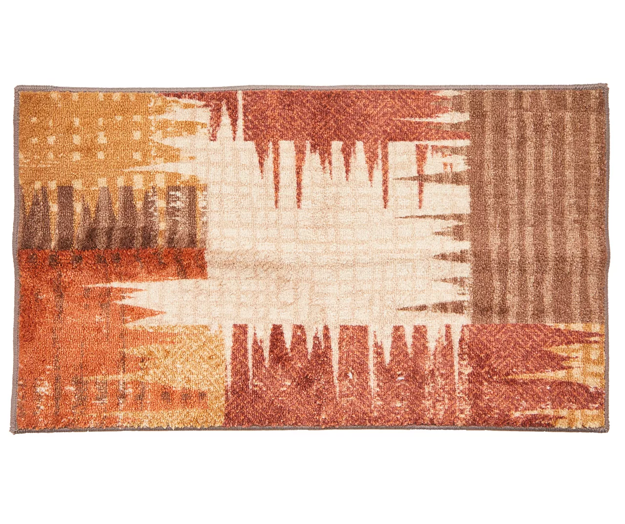 Broyhill Brown & Red Abstract Patchwork Accent Rug