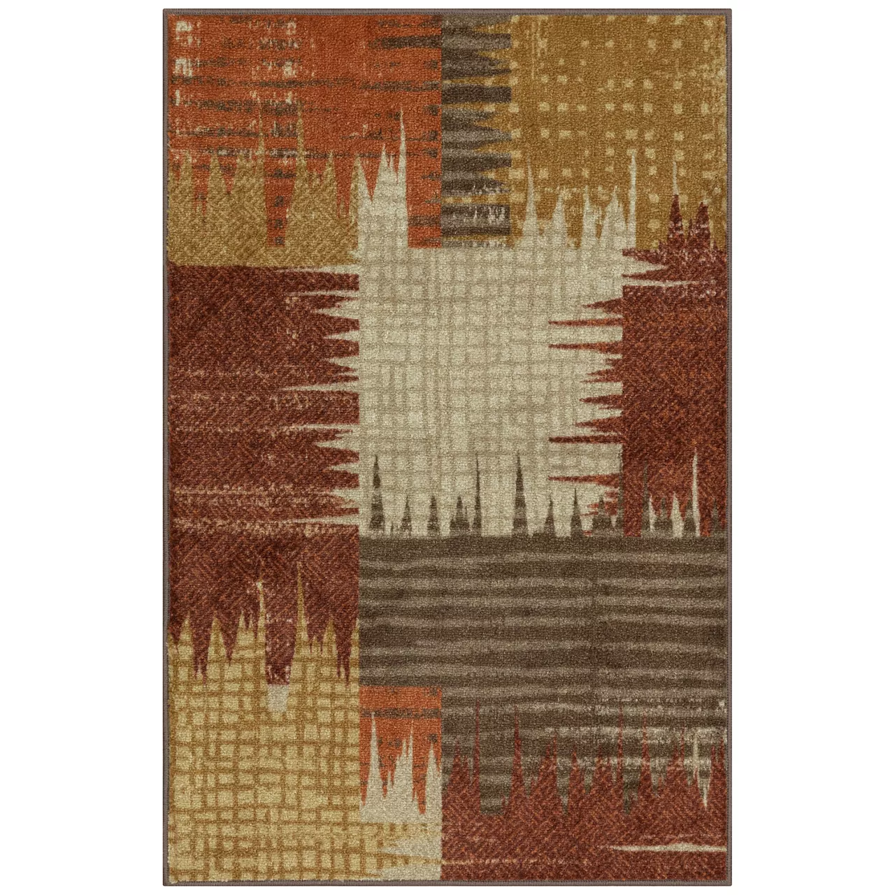 Broyhill Brown & Red Abstract Patchwork Accent Rug - Image 11