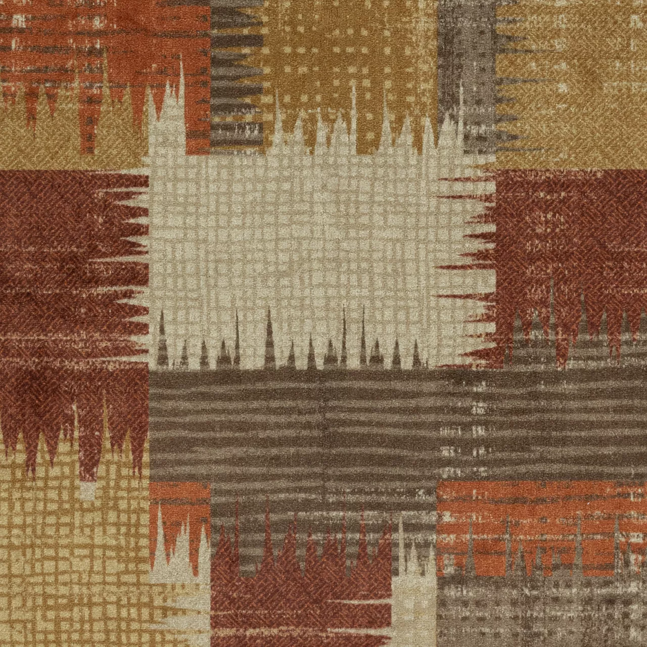 Broyhill Brown & Red Abstract Patchwork Accent Rug - Image 13