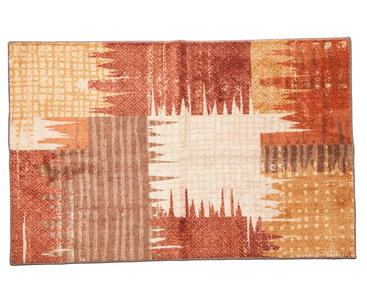 Broyhill Brown & Red Abstract Patchwork Accent Rug - Image 2