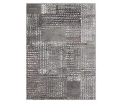 Hollyn Gunmetal Abstract Patchwork Area Rug, (5' X 7')