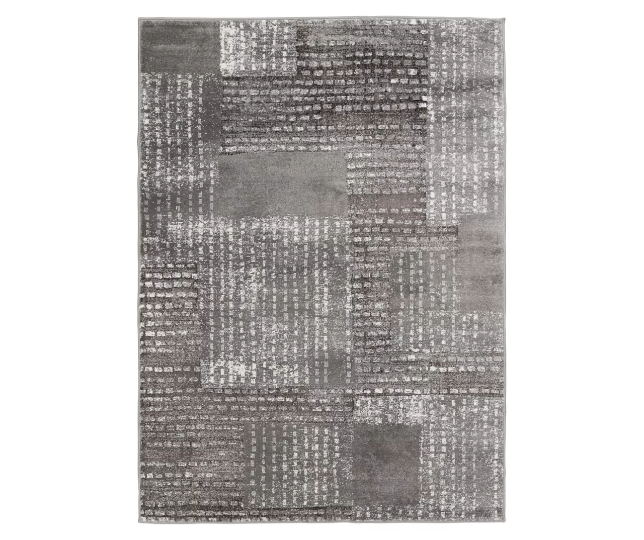 Hollyn Gunmetal Abstract Patchwork Area Rug, (5' X 7')