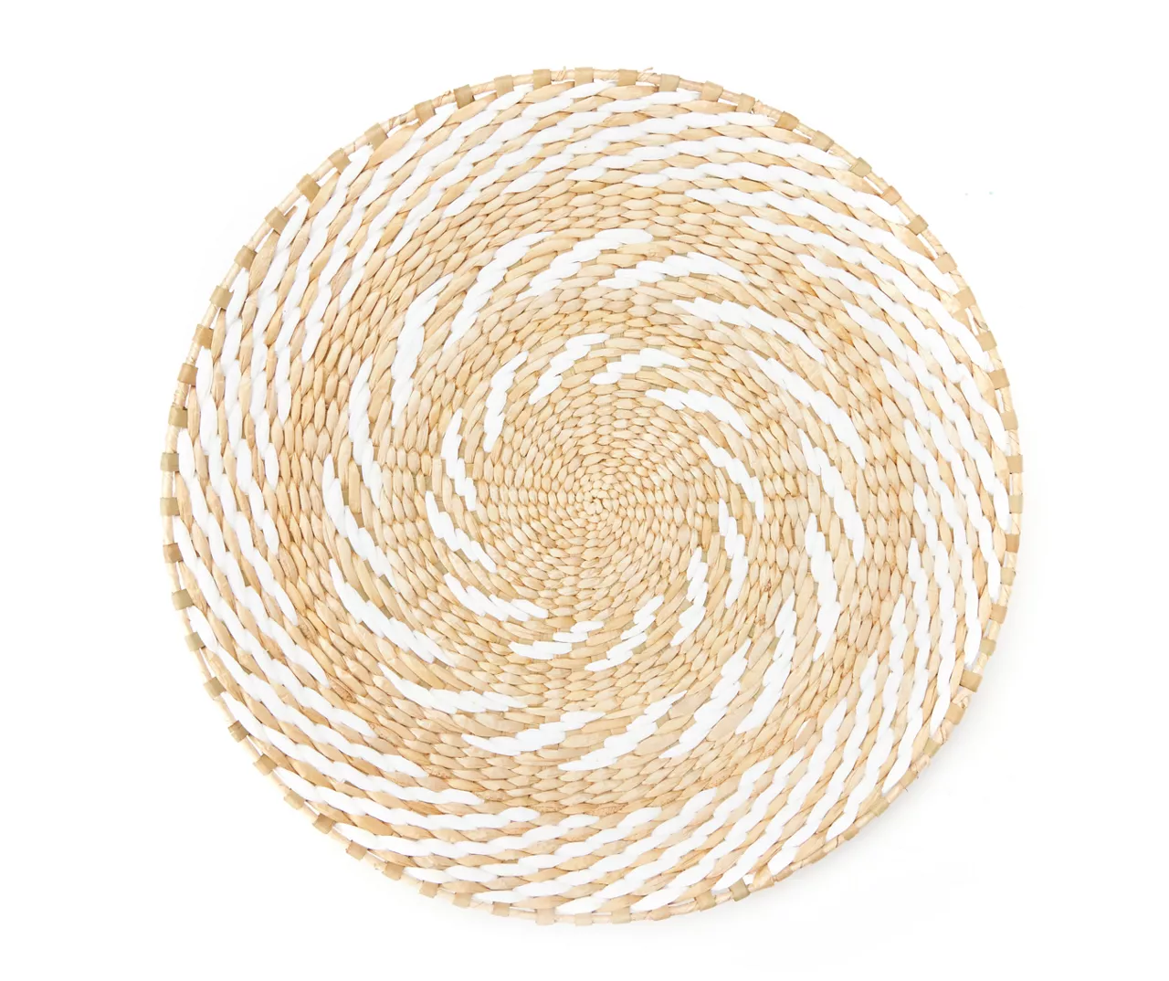 Tan & White Spiral Woven Grass Wall Decor
