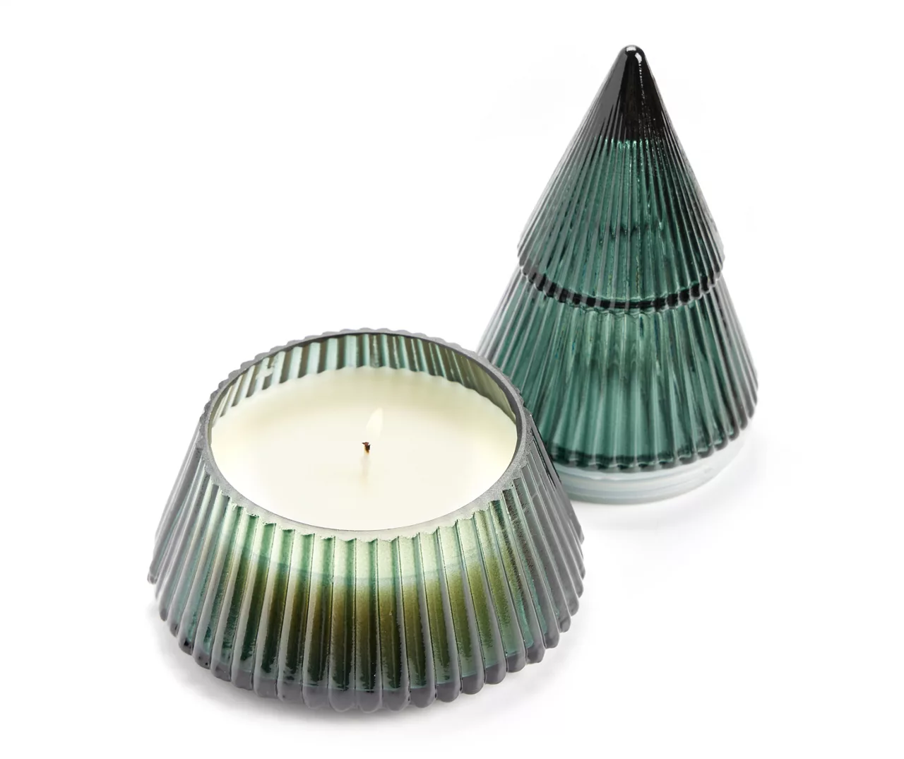 Festive Gathering Frosted Pine & Eucalyptus Glass Tree Candle, 8 Oz. - Image 2
