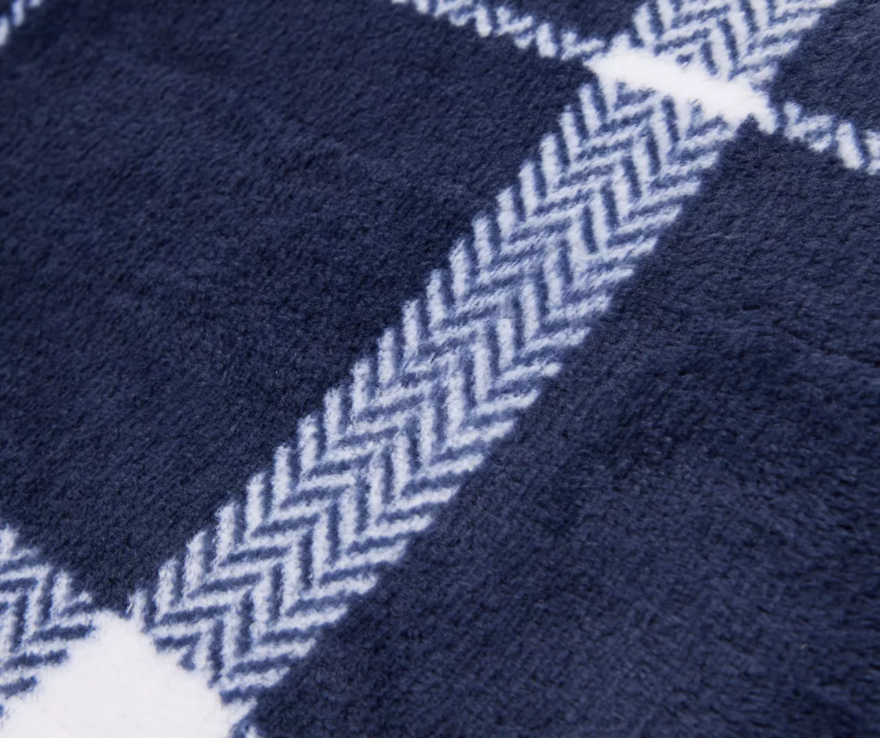 Navy & White Plaid Queen/King Velvet Plush Blanket - Image 3